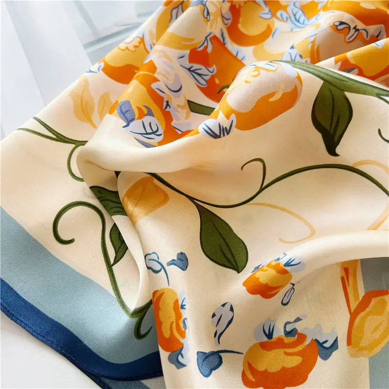 Iris Print Silk Scarf
