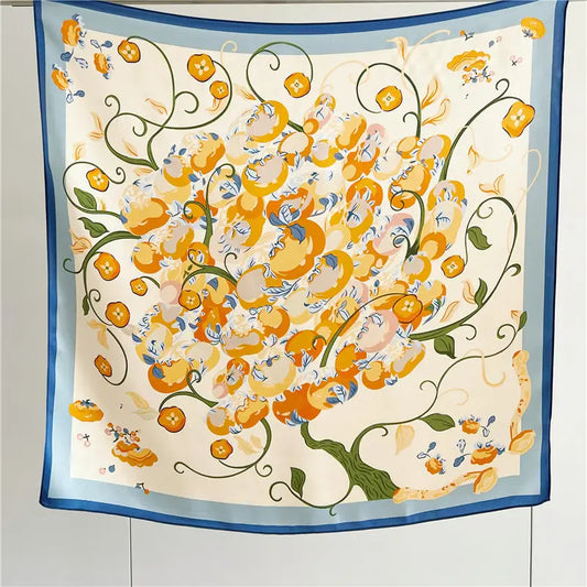 Iris Print Silk Scarf