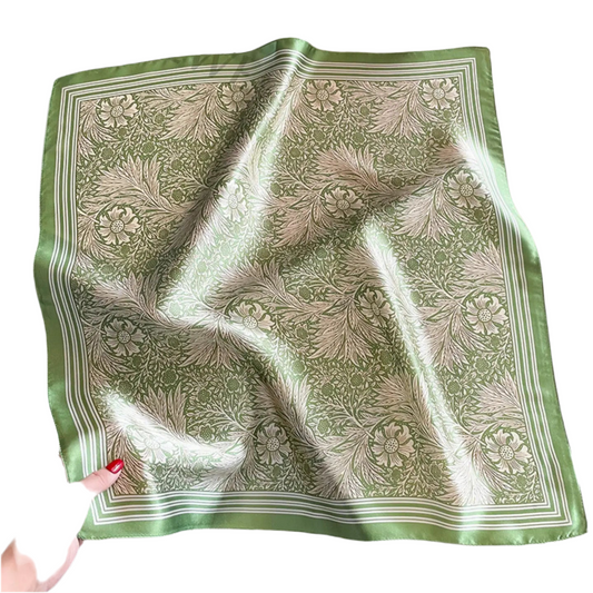 Green Floral Silk Scarf