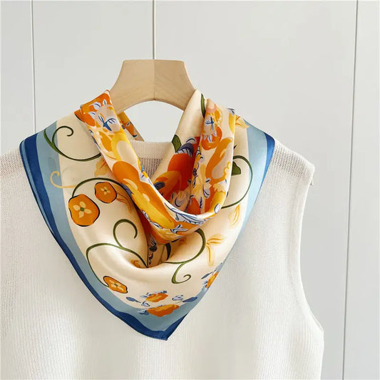 Iris Print Silk Scarf